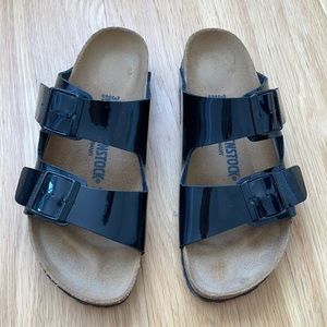 Black Patent Birkenstocks - worn once!
